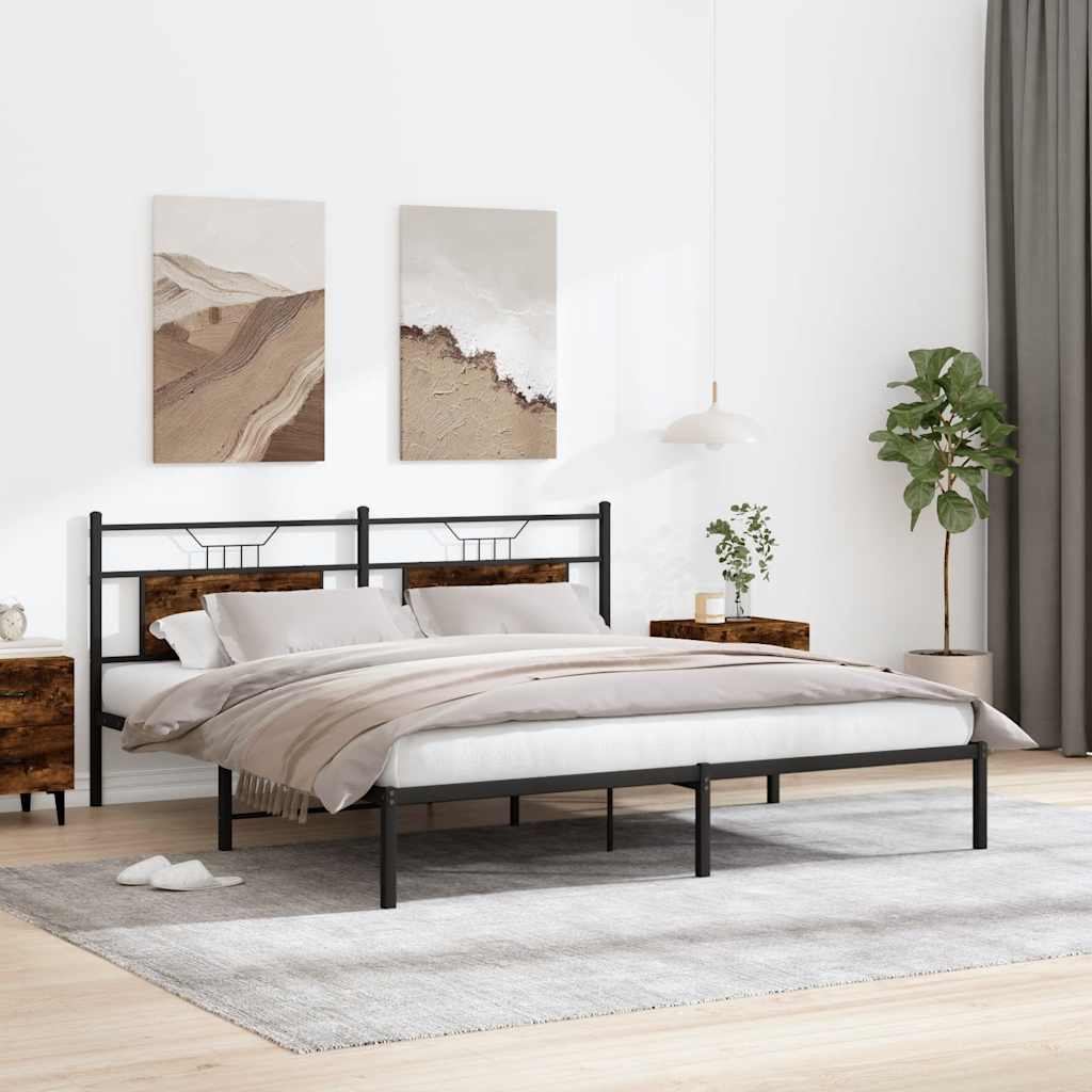 Bed Frame without Mattress Smoked Oak 183x213 cm Engineered Wood