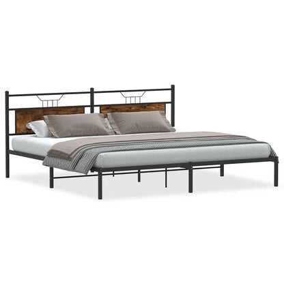 Bed Frame without Mattress Smoked Oak 193x201 cm Engineered Wood