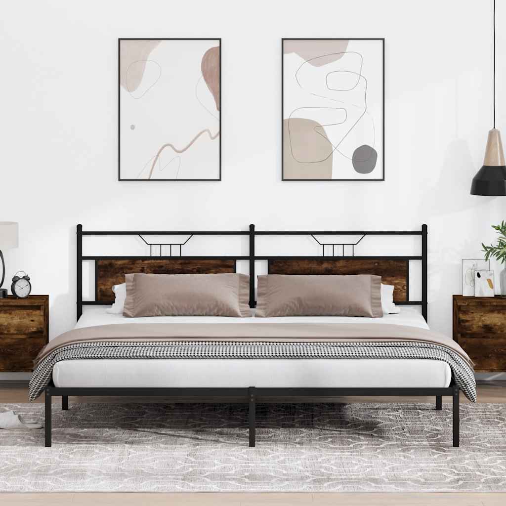 Bed Frame without Mattress Smoked Oak 193x201 cm Engineered Wood