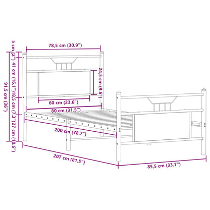 Bed Frame without Mattress Smoked Oak 80x200 cm Engineered Wood