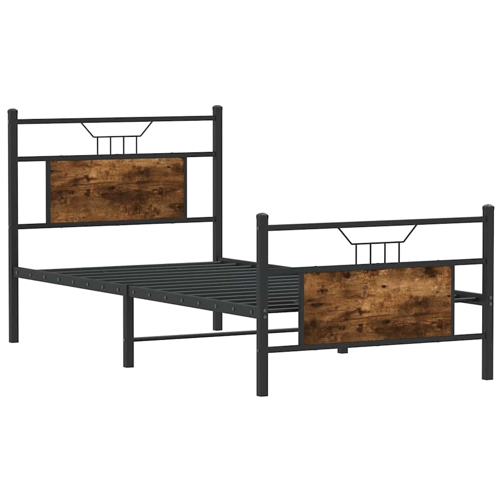 Bed Frame without Mattress Smoked Oak 90x190 cm Single Engineered Wood