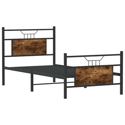 Bed Frame without Mattress Smoked Oak 90x190 cm Single Engineered Wood