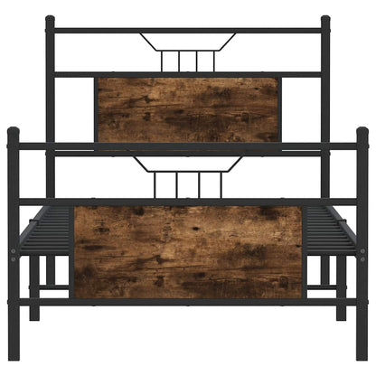Bed Frame without Mattress Smoked Oak 90x190 cm Single Engineered Wood