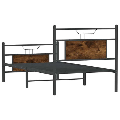Bed Frame without Mattress Smoked Oak 90x190 cm Single Engineered Wood
