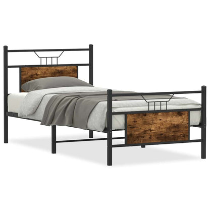Bed Frame without Mattress Smoked Oak 90x200 cm Engineered Wood