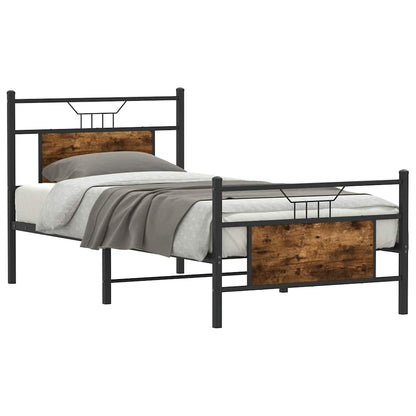 Bed Frame without Mattress Smoked Oak 90x200 cm Engineered Wood