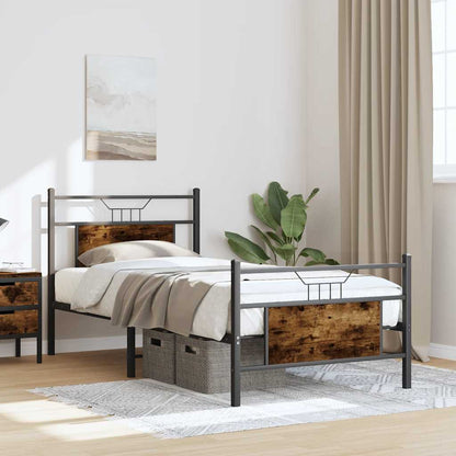 Bed Frame without Mattress Smoked Oak 90x200 cm Engineered Wood