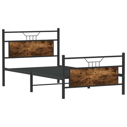 Bed Frame without Mattress Smoked Oak 100x190 cm Engineered Wood