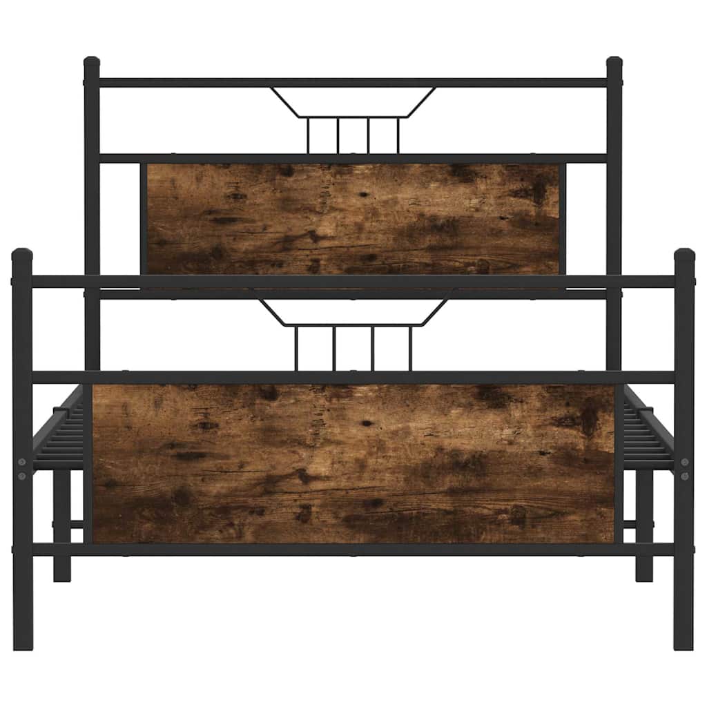 Bed Frame without Mattress Smoked Oak 100x190 cm Engineered Wood