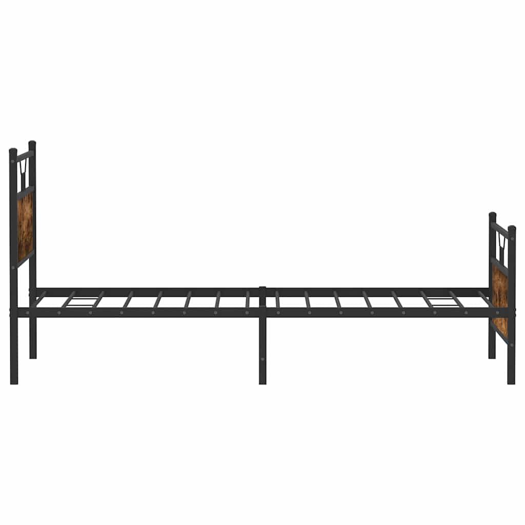 Bed Frame without Mattress Smoked Oak 100x190 cm Engineered Wood