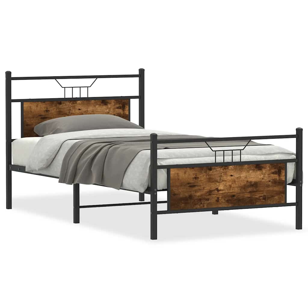 Bed Frame without Mattress Smoked Oak 100x200 cm Engineered Wood