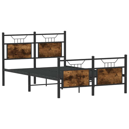 Bed Frame without Mattress Smoked Oak 120x190 cm Small Double Engineered Wood