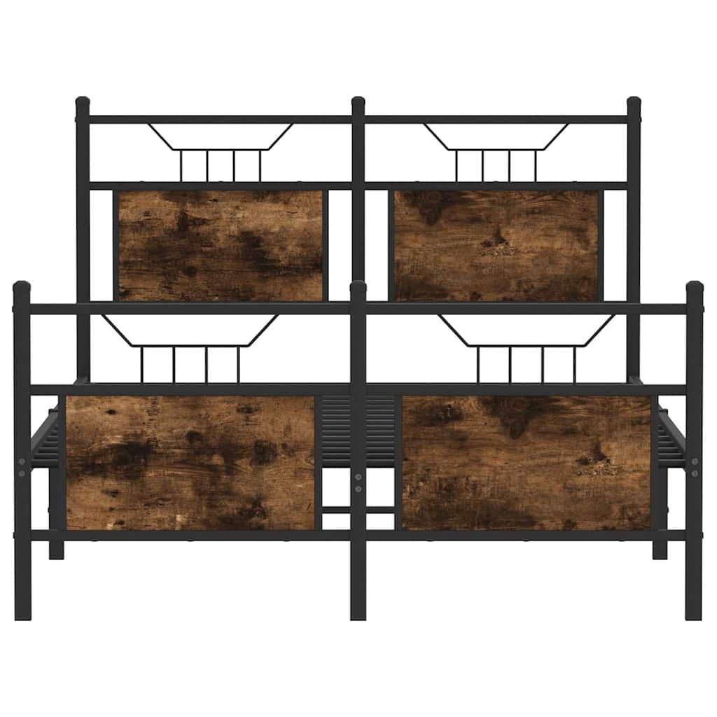 Bed Frame without Mattress Smoked Oak 120x190 cm Small Double Engineered Wood