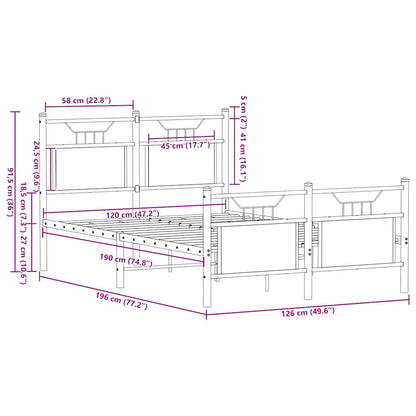 Bed Frame without Mattress Smoked Oak 120x190 cm Small Double Engineered Wood