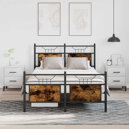 Bed Frame without Mattress Smoked Oak 120x190 cm Small Double Engineered Wood