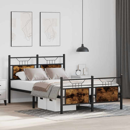 Bed Frame without Mattress Smoked Oak 120x200 cm Engineered Wood