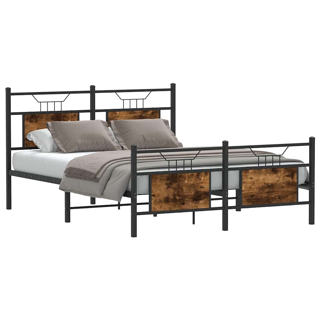 Bed Frame without Mattress Smoked Oak 137x190 cm Engineered Wood