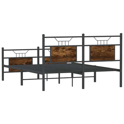Bed Frame without Mattress Smoked Oak 137x190 cm Engineered Wood