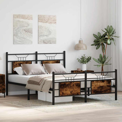 Bed Frame without Mattress Smoked Oak 140x190 cm Engineered Wood