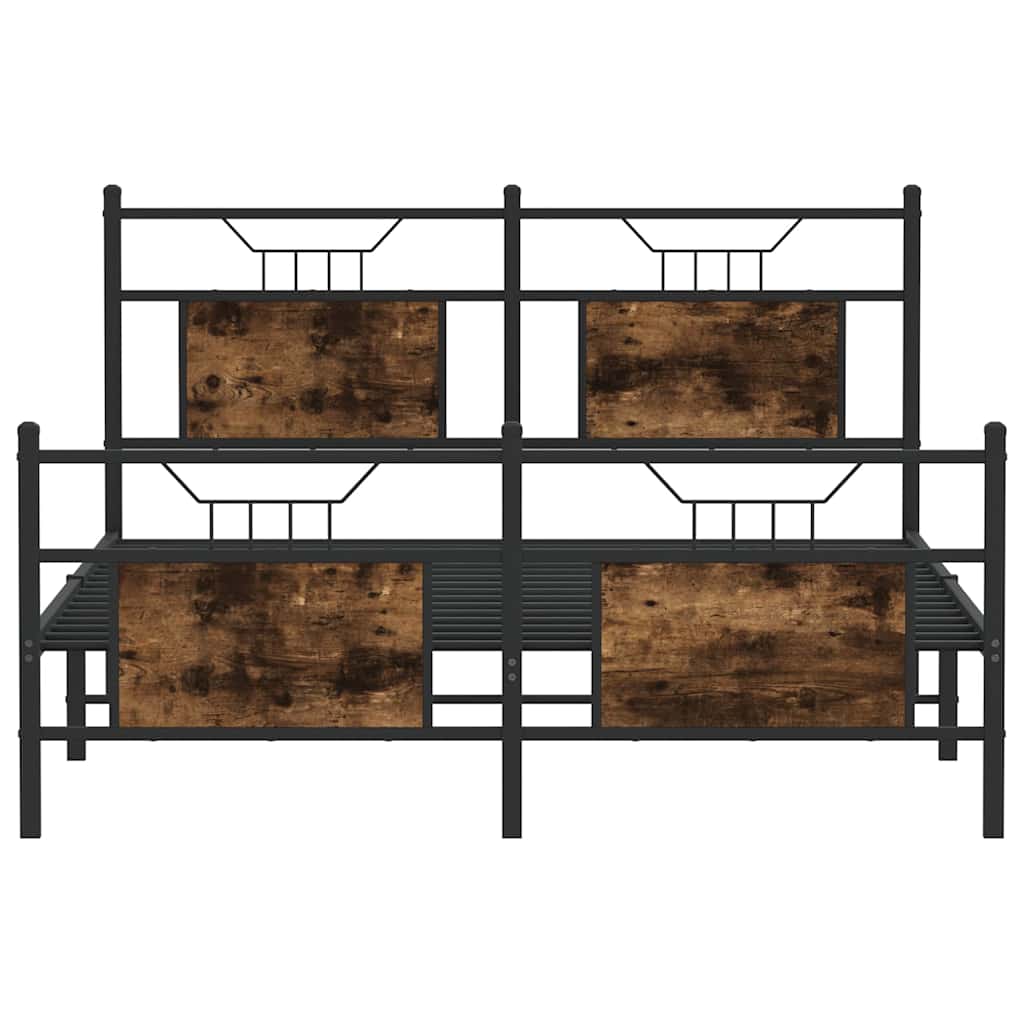 Bed Frame without Mattress Smoked Oak 140x200 cm Engineered Wood