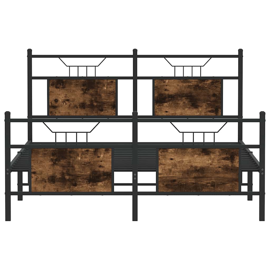 Bed Frame without Mattress Smoked Oak 150x200 cm King Size Engineered Wood