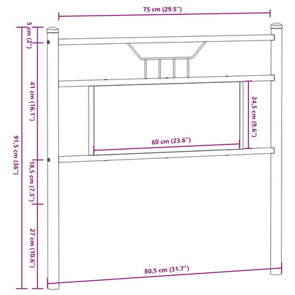 Replace Headboard Smoked Oak 75 cm Engineered Wood and Steel