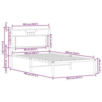 Bed Frame without Mattress Sonoma Oak 100x190 cm Engineered Wood