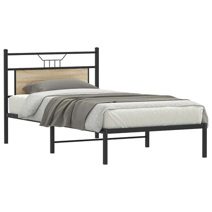 Bed Frame without Mattress Sonoma Oak 107x203 cm Engineered Wood