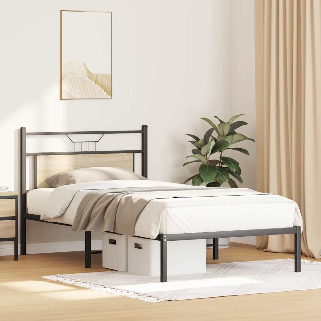 Bed Frame without Mattress Sonoma Oak 107x203 cm Engineered Wood