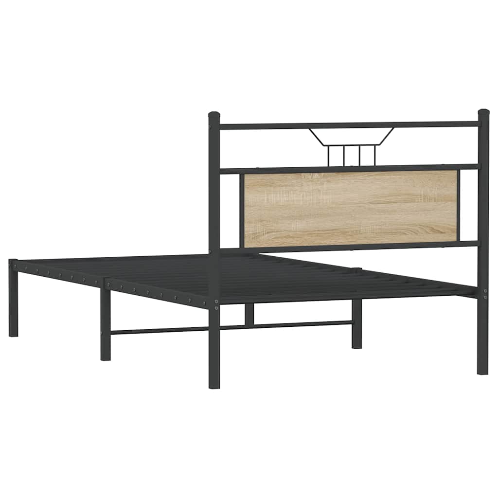 Bed Frame without Mattress Sonoma Oak 107x203 cm Engineered Wood