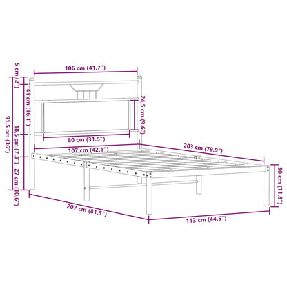Bed Frame without Mattress Sonoma Oak 107x203 cm Engineered Wood