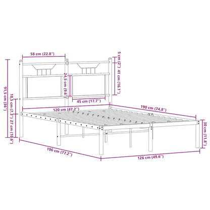 Bed Frame without Mattress Sonoma Oak 120x190 cm Small Double Engineered Wood