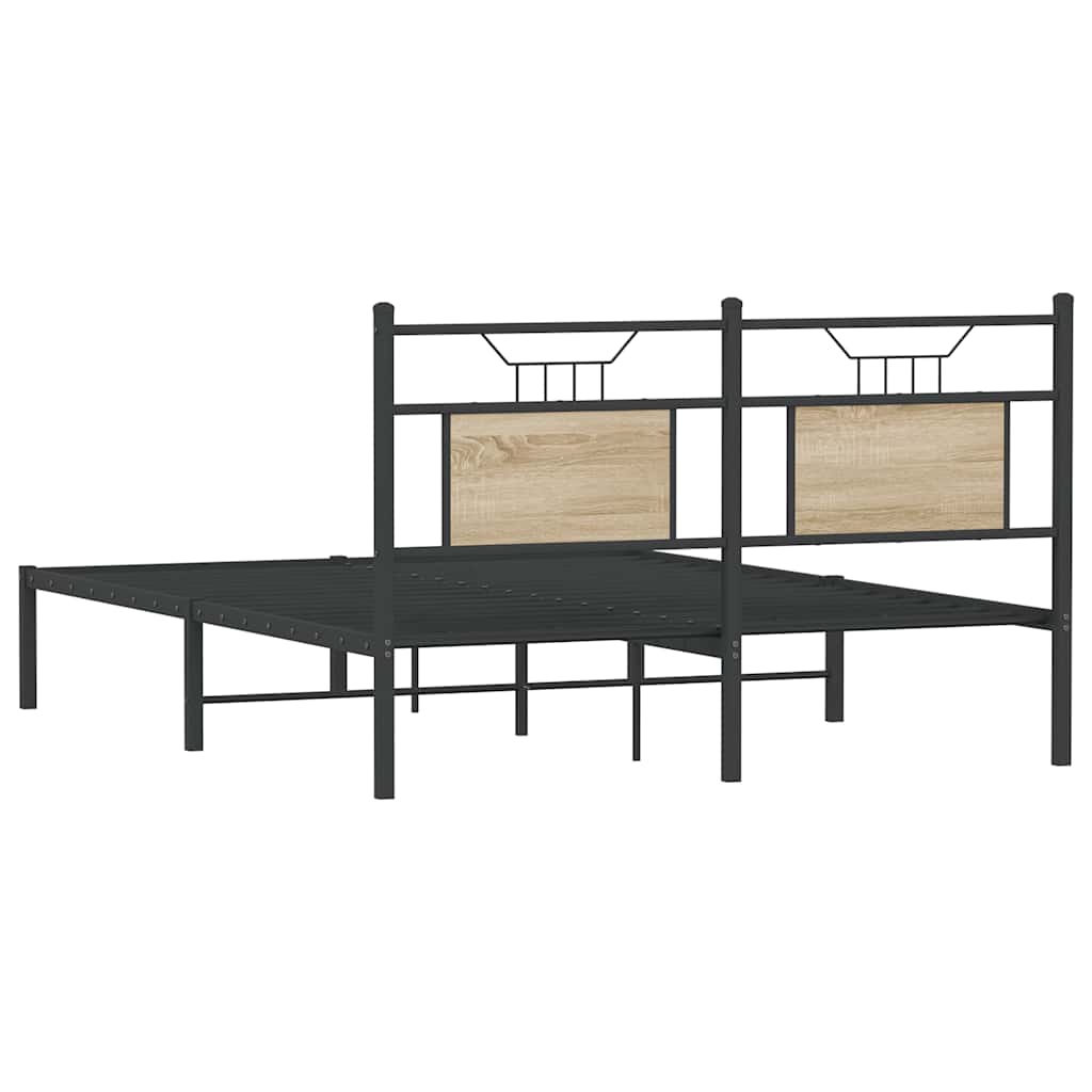 Bed Frame without Mattress Sonoma Oak 137x190 cm Engineered Wood