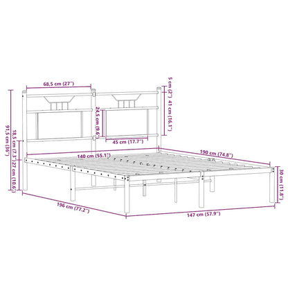 Bed Frame without Mattress Sonoma Oak 140x190 cm Engineered Wood