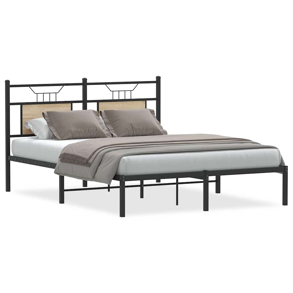 Bed Frame without Mattress Sonoma Oak 140x200 cm Engineered Wood