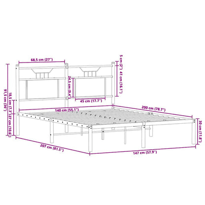Bed Frame without Mattress Sonoma Oak 140x200 cm Engineered Wood