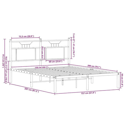 Bed Frame without Mattress Sonoma Oak 150x200 cm King Size Engineered Wood