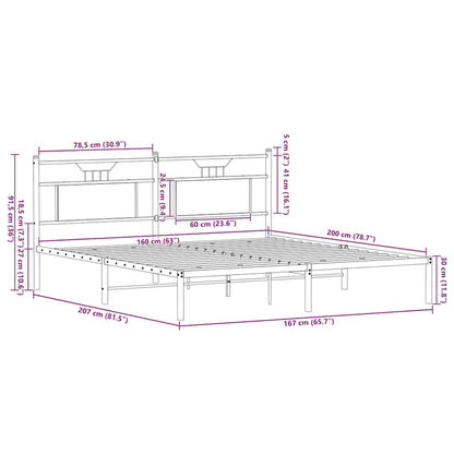 Bed Frame without Mattress Sonoma Oak 160x200 cm Engineered Wood