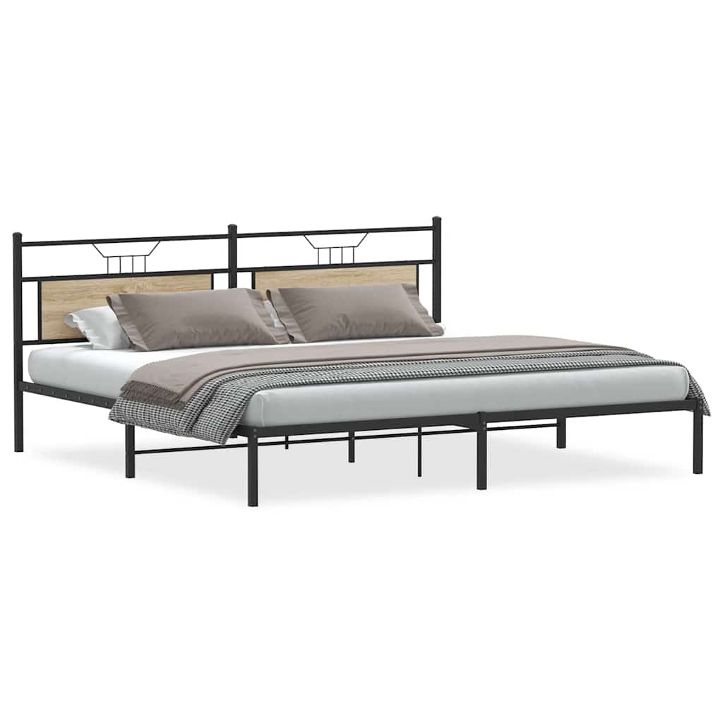 Bed Frame without Mattress Sonoma Oak 193x201 cm Engineered Wood