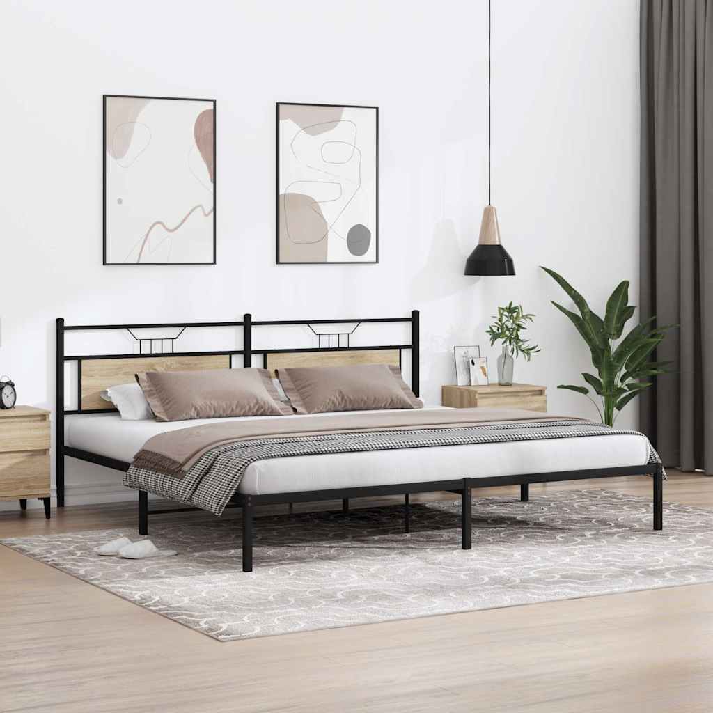 Bed Frame without Mattress Sonoma Oak 193x201 cm Engineered Wood