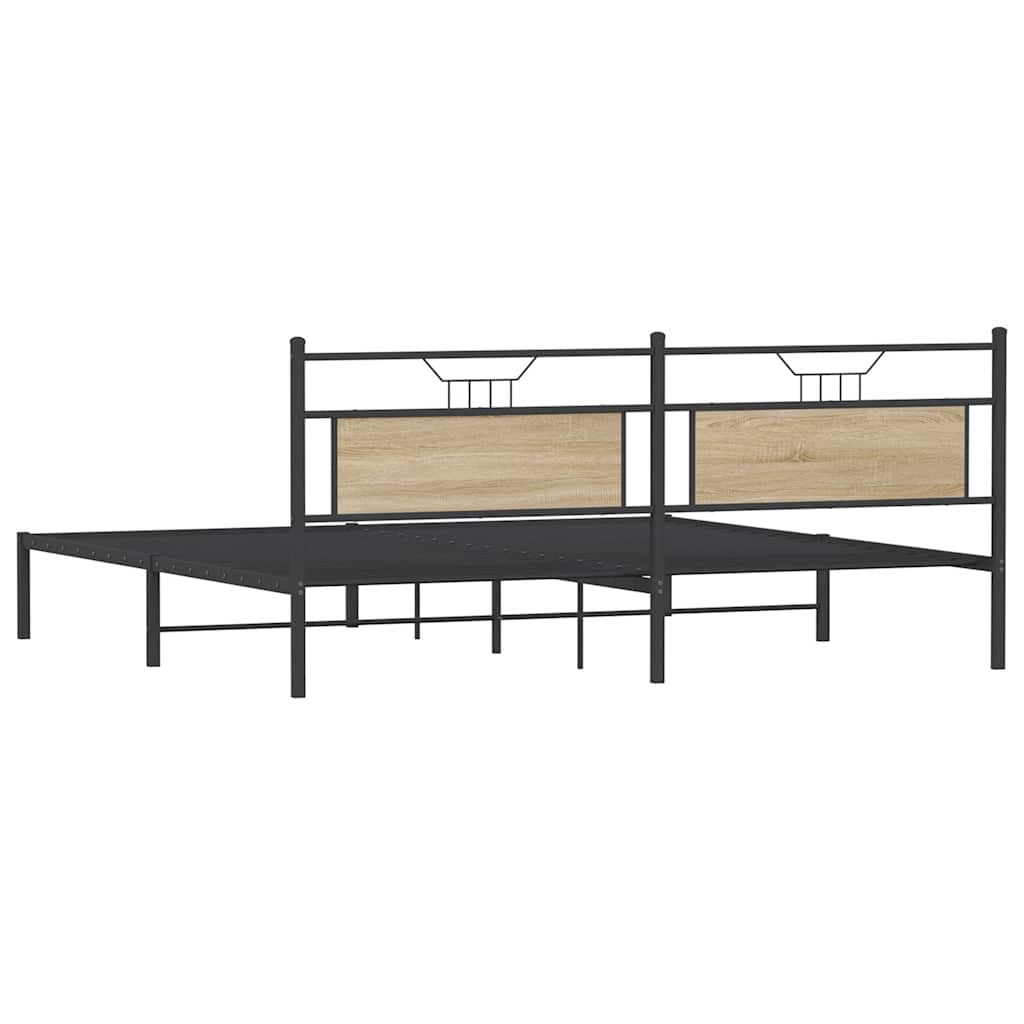Bed Frame without Mattress Sonoma Oak 193x201 cm Engineered Wood