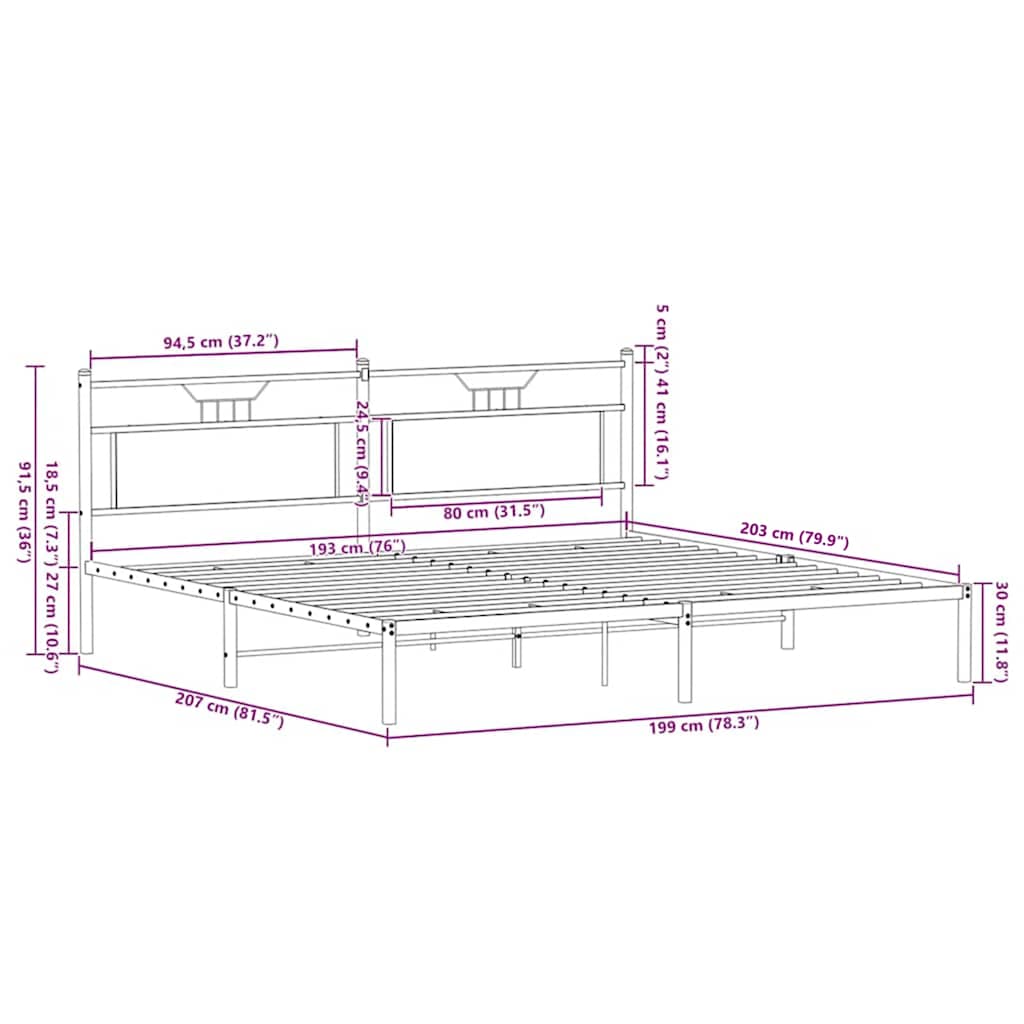 Bed Frame without Mattress Sonoma Oak 193x201 cm Engineered Wood