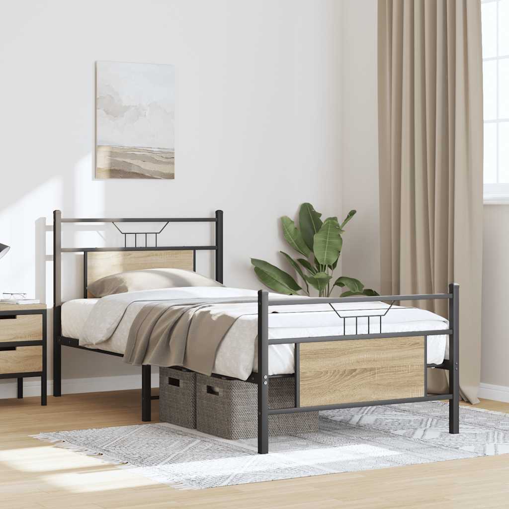 Bed Frame without Mattress Sonoma Oak 90x190 cm Single Engineered Wood