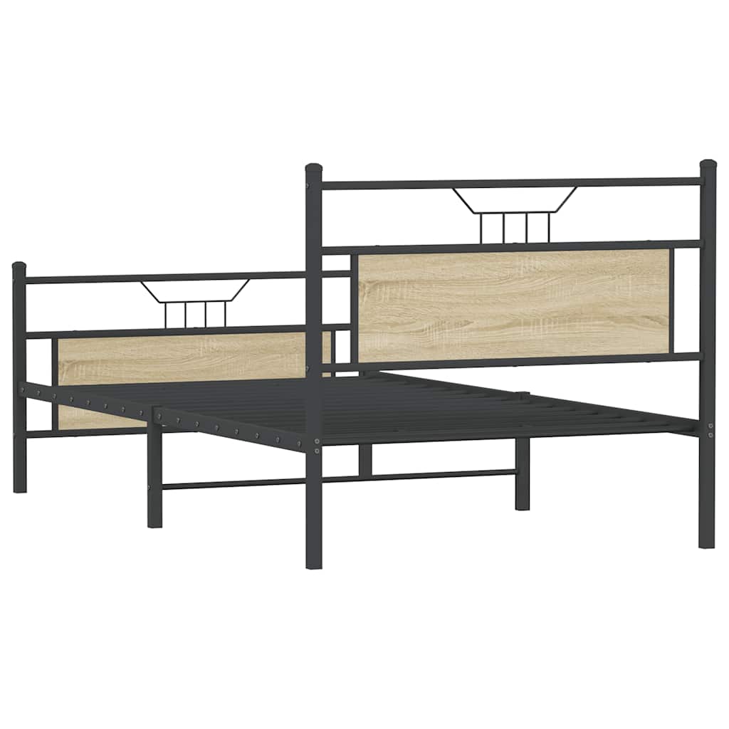 Bed Frame without Mattress Sonoma Oak 100x190 cm Engineered Wood
