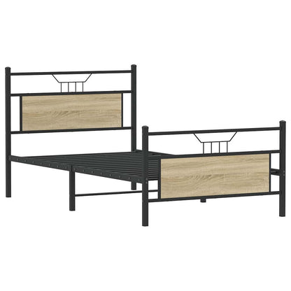 Bed Frame without Mattress Sonoma Oak 107x203 cm Engineered Wood