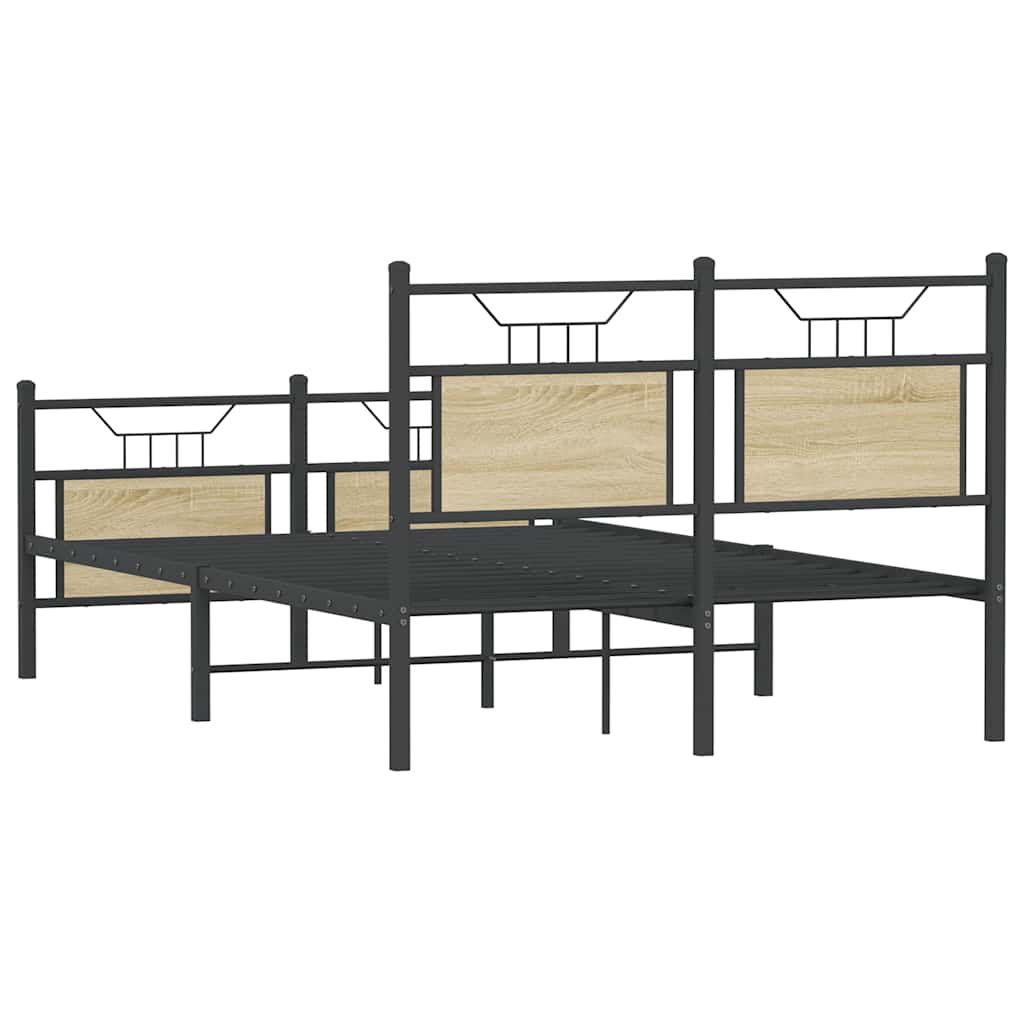 Bed Frame without Mattress Sonoma Oak 137x190 cm Engineered Wood