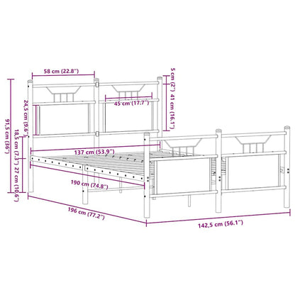 Bed Frame without Mattress Sonoma Oak 137x190 cm Engineered Wood