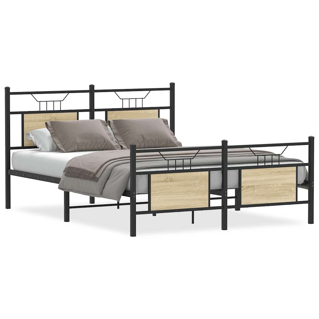 Bed Frame without Mattress Sonoma Oak 150x200 cm King Size Engineered Wood
