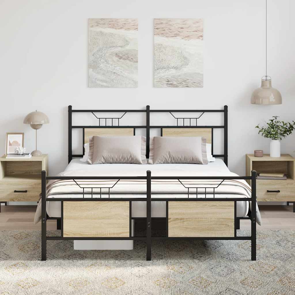 Bed Frame without Mattress Sonoma Oak 150x200 cm King Size Engineered Wood