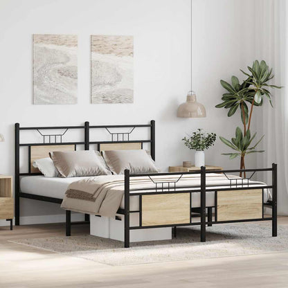 Bed Frame without Mattress Sonoma Oak 150x200 cm King Size Engineered Wood